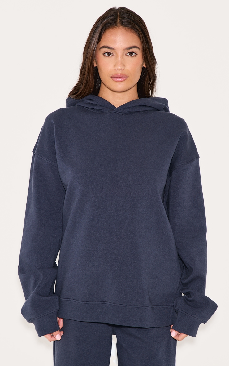 Navy Premium Interlock Oversized Hoodie